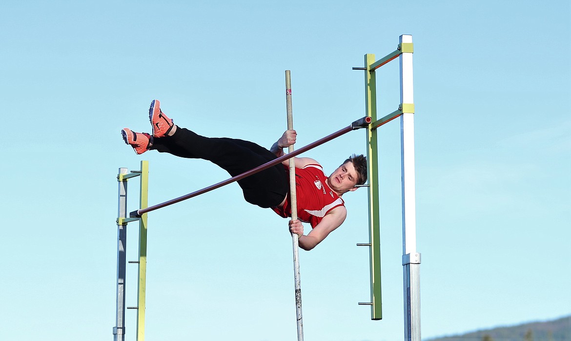 Nate Dotson competes in the pole vault on Tuesday.