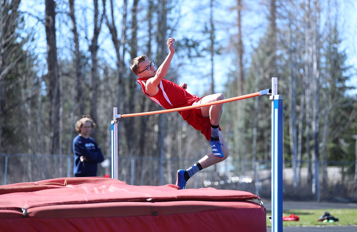 Ben David clears the bar in the high jump on Tuesday.