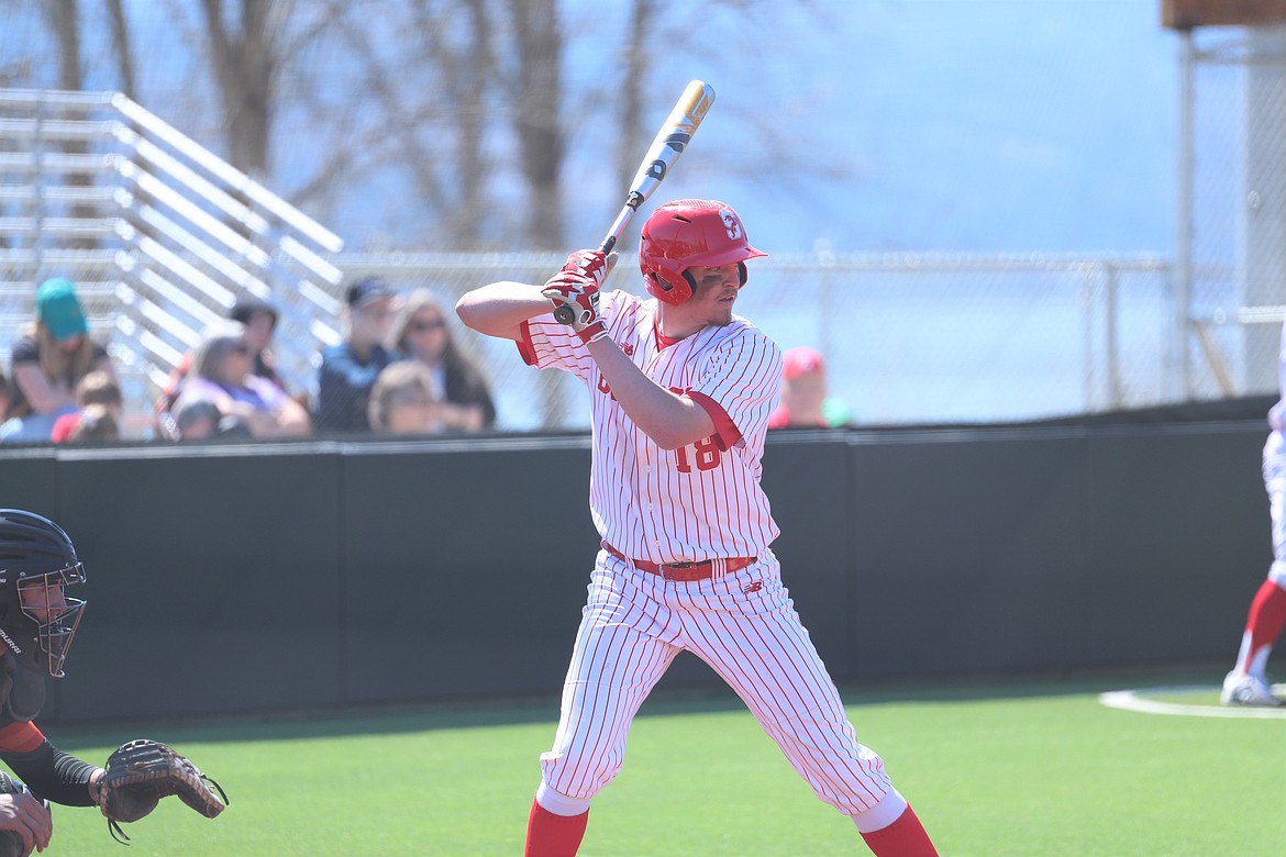 Evan Williams stands in the batter's box on Saturday.