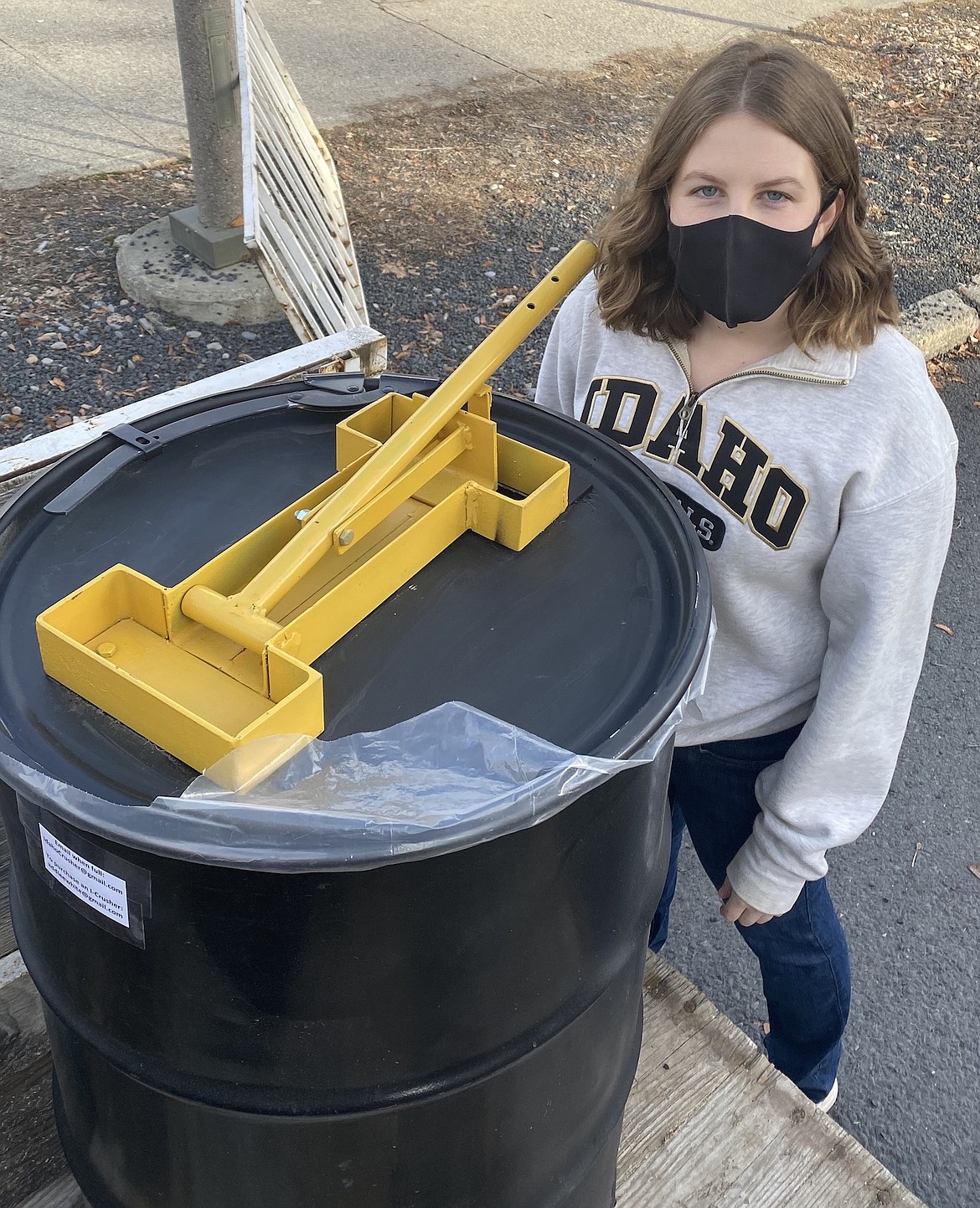 Addie White, a University of Idaho student from Boise, entered the Campus Can Crusher during the Idaho Entrepreneur Challenge.