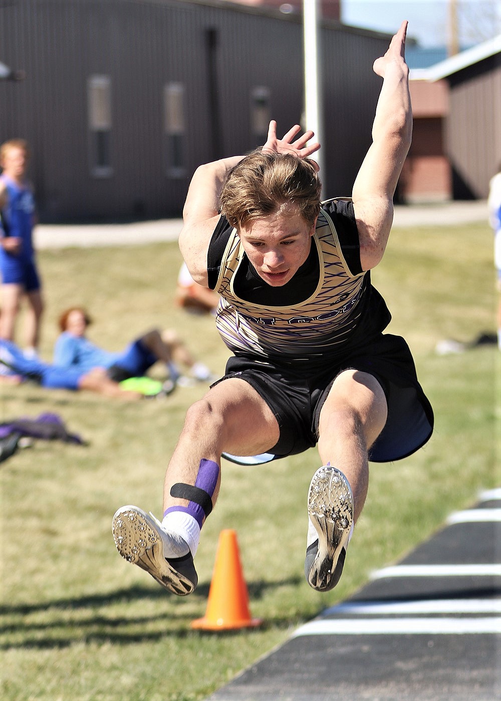 Polson’s Lucas Targerson finished second in the long jump and third in the triple jump.(Courtesy of Bob Gunderson)