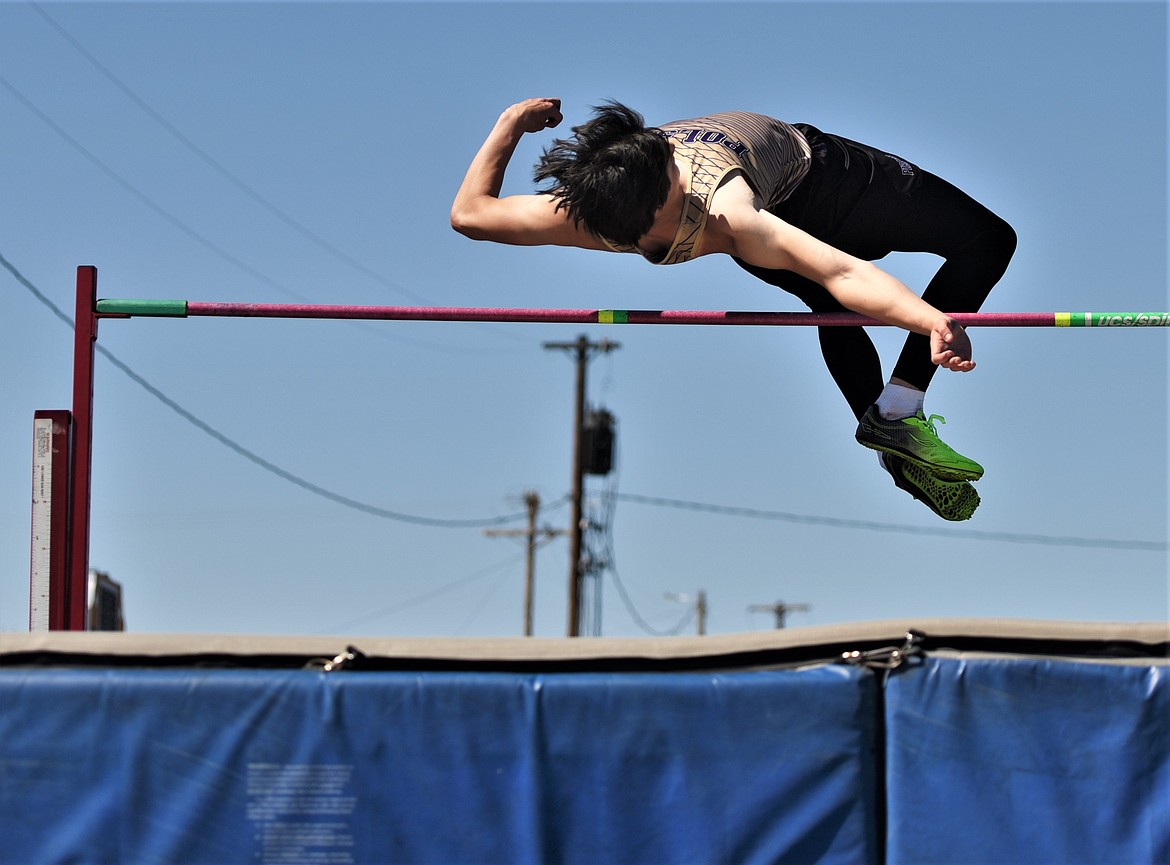 Abel Kimmel of Polson cleared 5 feet 6 inches in the high jump to finish fifth at Ronan. (Scot Heisel/Lake County Leader)