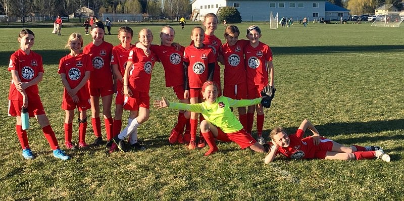 Courtesy photo
The Thorns North FC 09 Girls Yellow soccer team beat the Sandpoint Strikers 3-2 on Monday night in Sandpoint. Chloe Burkholder scored two goals for the Thorns, Audrey Linder one. In the front from left are Maddie Witherwax (GK) and Audrey Linder; and standing from left, Adelynn Blessing, Lucia Barton, Chloe Burkholder, Cate Storey, Olivia Smith, Nell Dodge-Hutchins, Brooklyn Leen, Taryn Young, Mallory Morrisroe and Ashley Yates.