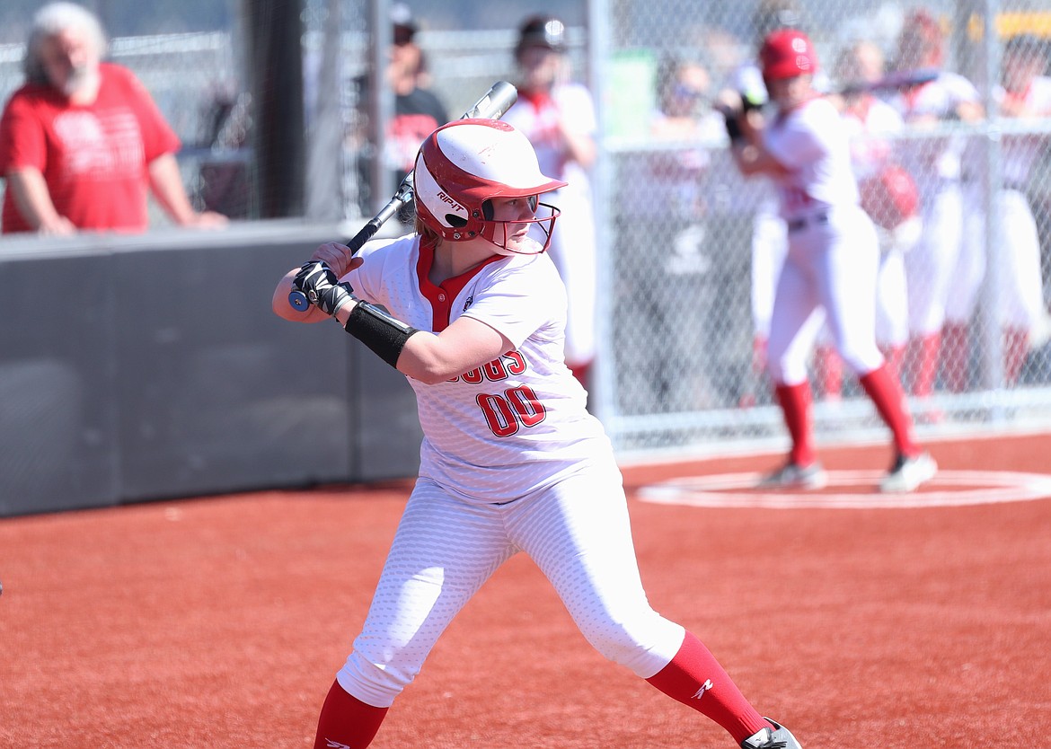 Riley Cessna stands in the batter's box on Tuesday.