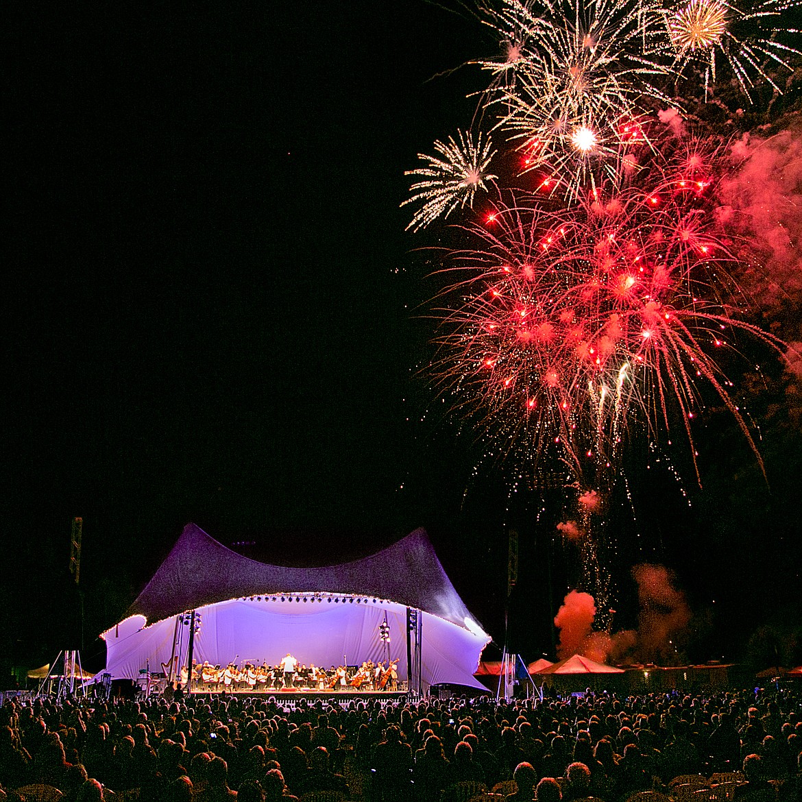 Fireworks light the sky at a past Festival Grand Finale concert. On Tuesday, a First District Court judge ruled in favor of the summer music series and the city of Sandpoint, dismissing a second lawsuit of the Festival at Sandpoint's weapons ban.