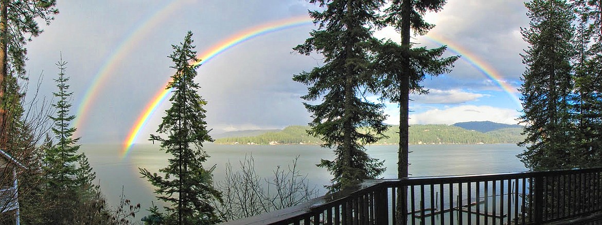 Photo by Sherry Elliott
This photo taken nine years ago of a double rainbow over Lake Coeur d'Alene is still a 
to reminder that North Idaho is paradise.



﻿