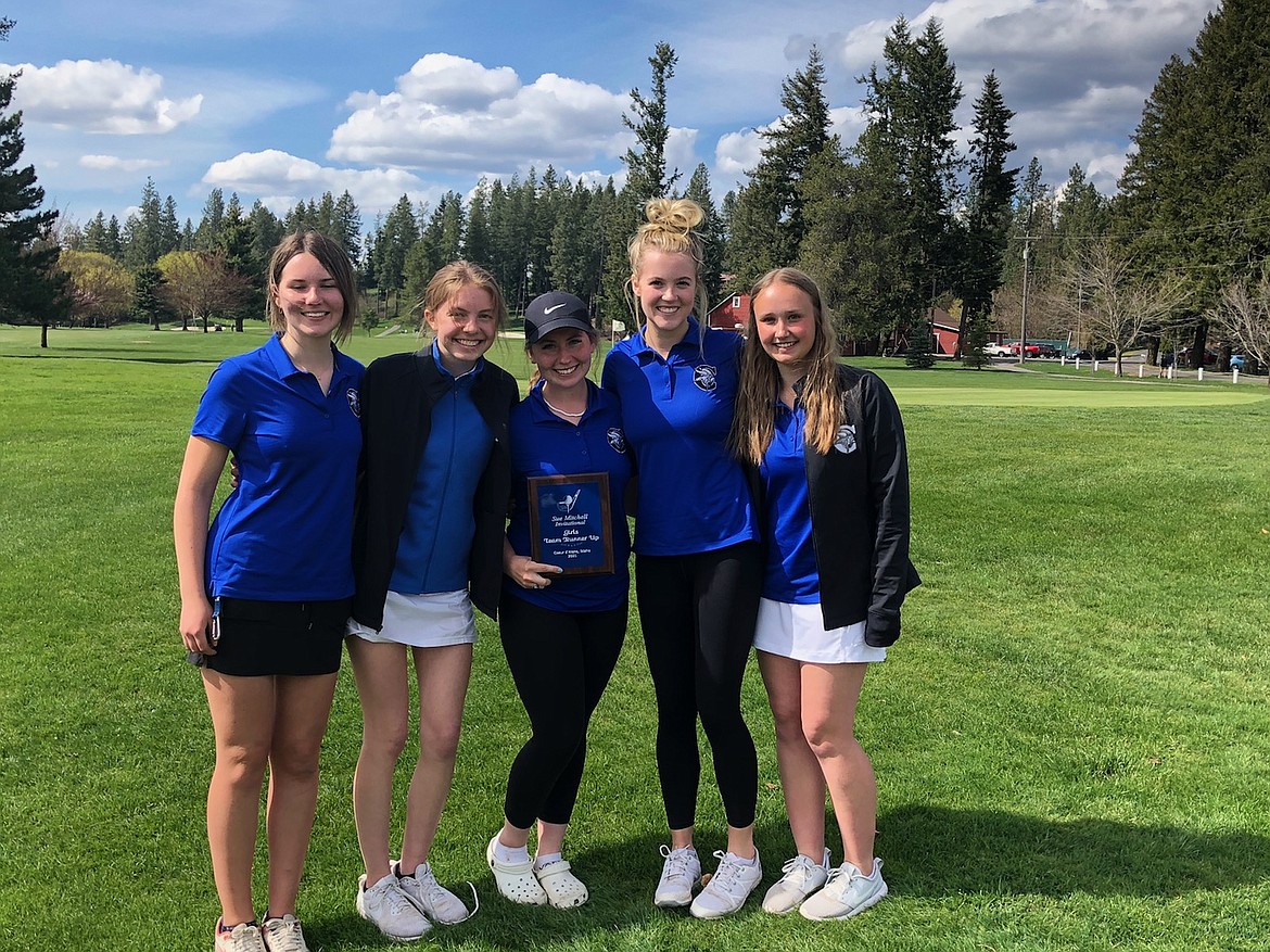 Photo courtesy of CHASE BENNETT
The Coeur d'Alene girls golf team finished runner-up at the Susan Mitchell Memorial Invitational at the Hayden Lake Country Club on Friday. From left, are: Peyton Blood, Paige Crabb, Holly Hudson, Taylor Potter and Brianna Priest.