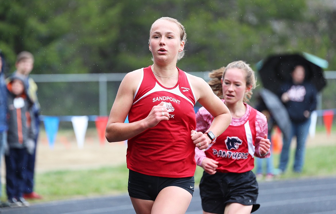 Ara Clark leads the way in the 3200 on Saturday.