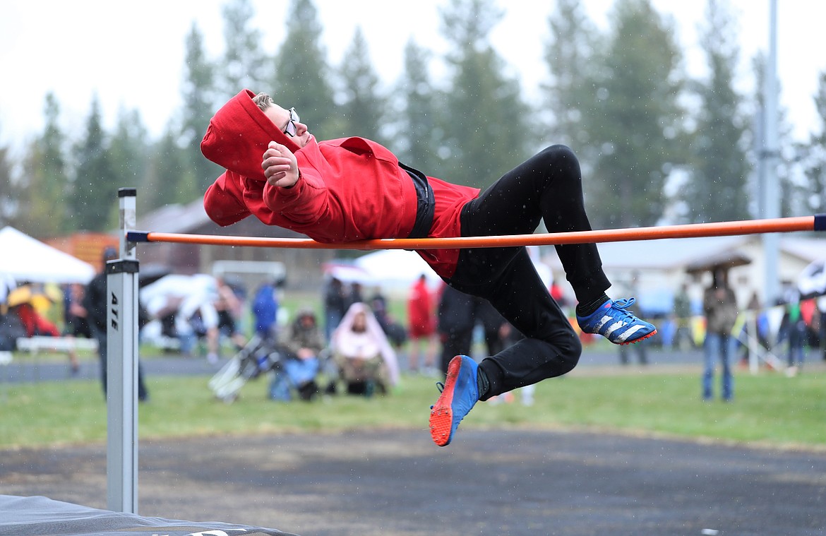 Ben David tries to clear the bar in the high jump on Saturday.