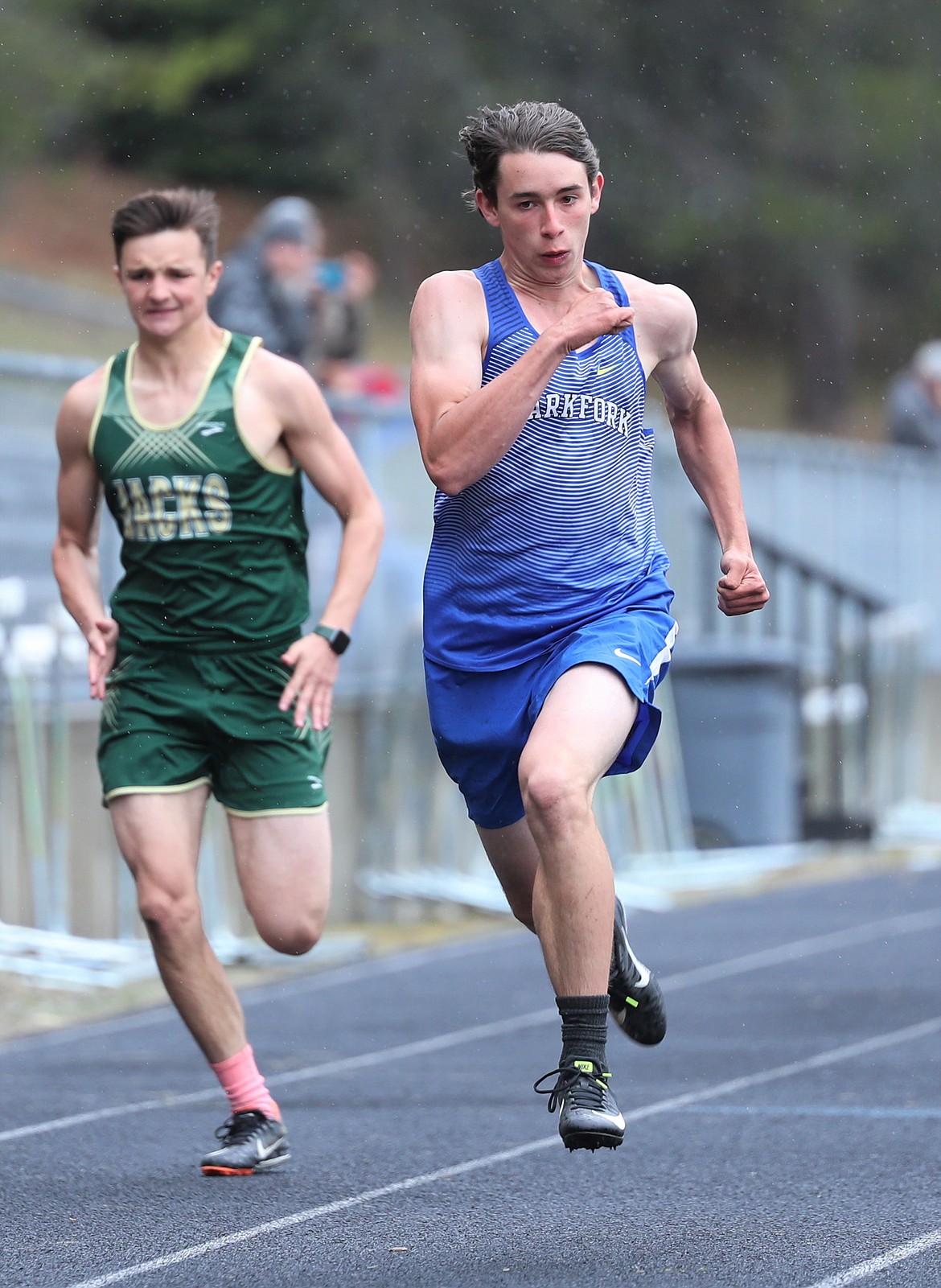Joe Bopp competes in the 100 on Saturday.