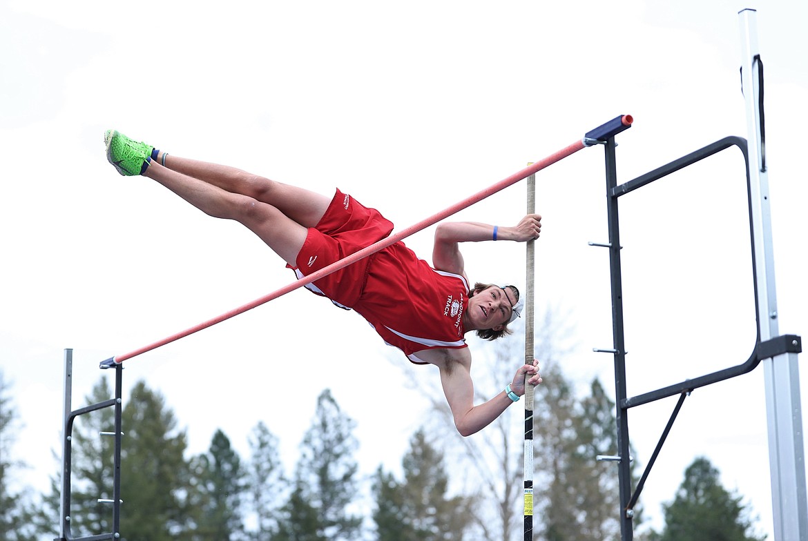 Slate Fragoso competes in the pole vault.