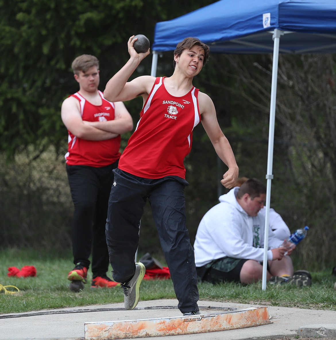 Sidney Meshberg throws the shot put on Saturday.