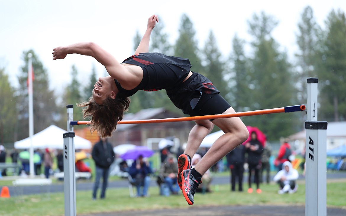 Matyus McLain competes in the high jump on Saturday.