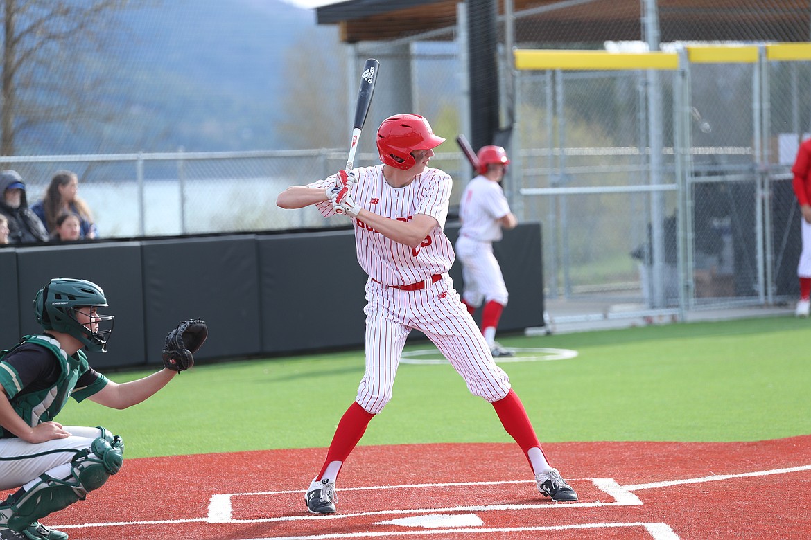 Braden Johnson stands in the batter's box on Tuesday.