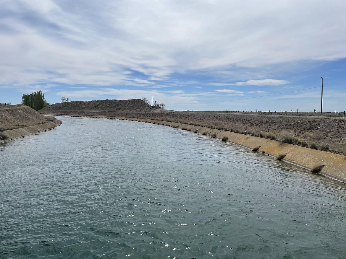 The East Low Canal near the intersection of Road N NE and Road 8 NE, not far from where the EL 22.1 irrigation system will branch out and deliver Columbia River water for irrigation to around 16,000 acres northeast of Moses Lake.