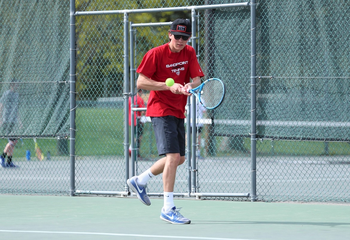 Carter Johnson hits a backhand on Thursday.