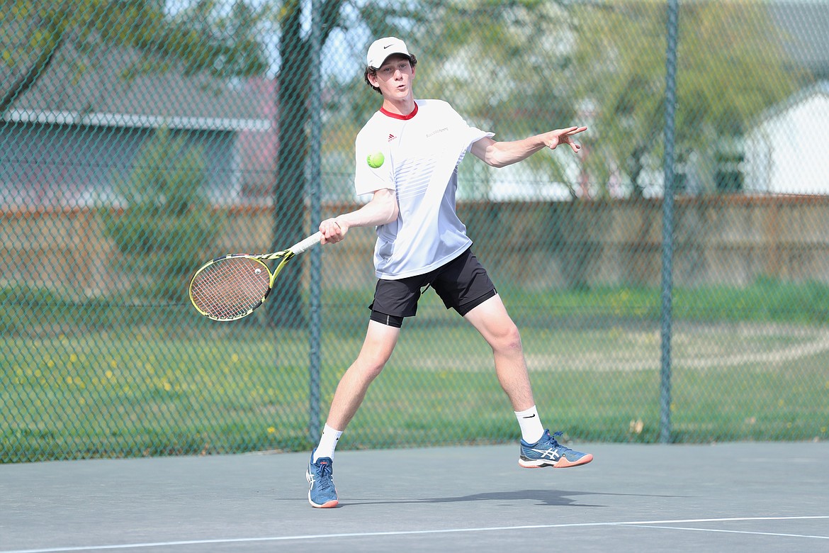 Josh Embree prepares to hit a return on Thursday.