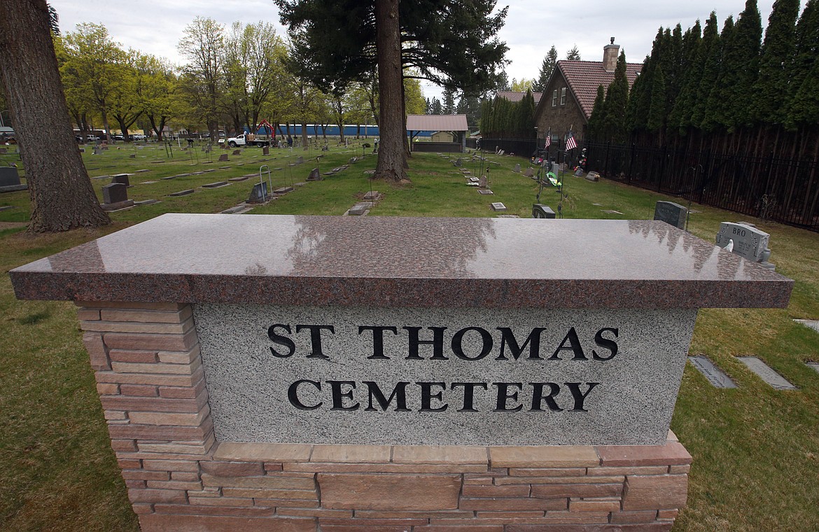 The new sign at St. Thomas Cemetery.
