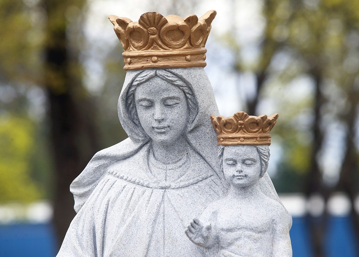 The statue of Mary and Baby Jesus put in on Friday at St. Thomas Cemetery.