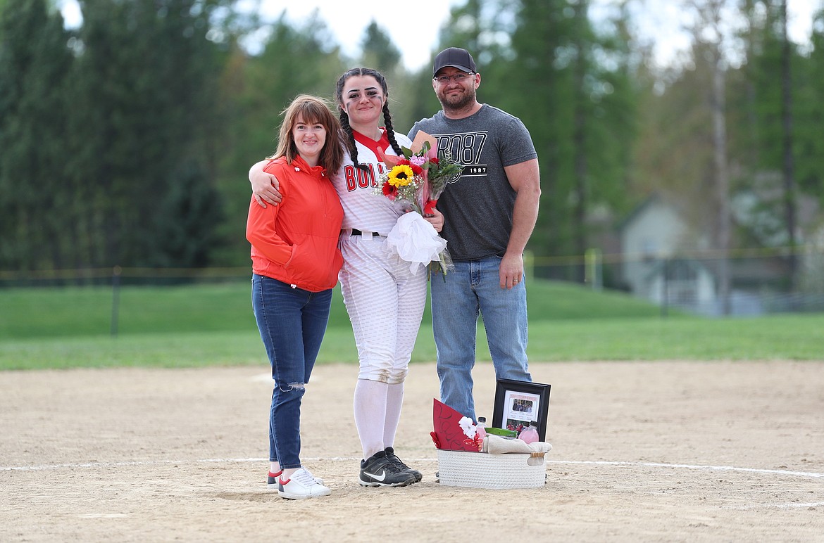 Kadence Marble celebrates Senior Night with her family.