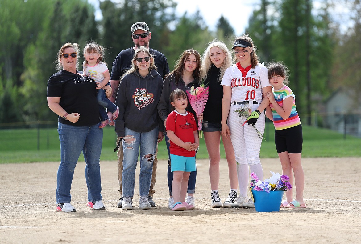 Shelby Lanie celebrates Senior Night with her family.