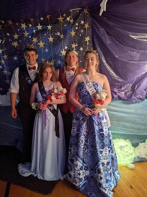 Noxon High School celebrated Saturday night with the prom. Cade Van Vleet was crowned king and Kylee Erwin was crowned queen. The prince is Gunnar Swanson and princess is Vanessa Horner. (Noxon School photo courtesy)