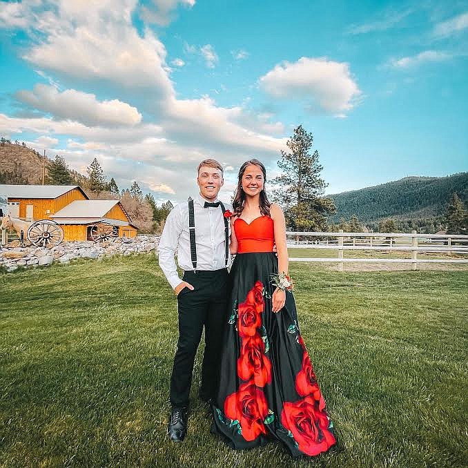 Superior High School seniors Bryan Mask and Bailey Milender stopped for a photo under a big sky Saturday. (Photo courtesy Kristy Mask)