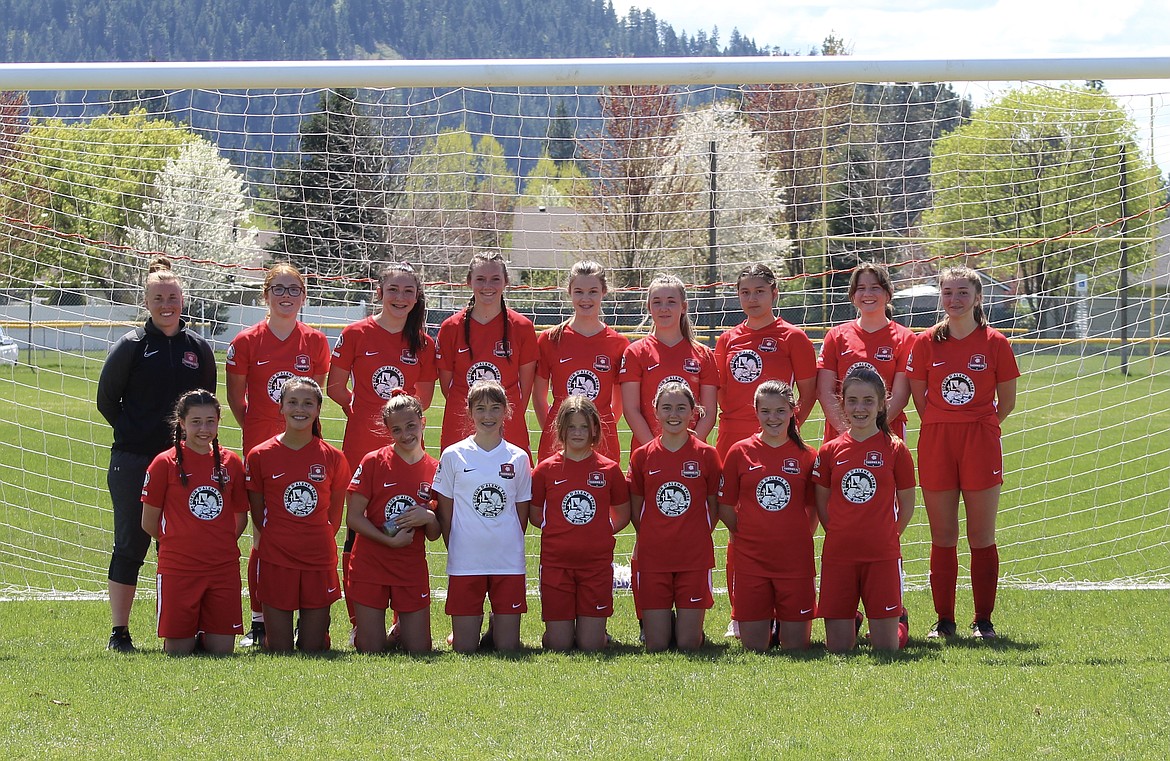 Courtesy photo
The Thorns North FC 07/08 Girls white soccer team had 2 games this past weekend. On Saturday they tied the G08 Allred 2-2. Thorns goals were scored by Elena Nilson and Alyvia Morris. On Sunday the Thorns beat the FC Spokane Vinson 4-3, on goals by Elena Nilson, Mallory Judd and two by Alyvia Morris. In the front row from left are Greta Hegstad, Savannah Rojo, London Back, Elsie Nelson, Ashley Breisacher, Georgia Nelson, Mallory Judd and Melina Biondo; and back row from left, coach Taylor Lang, Alisa Grantham, Alyvia Morris, Emma Singleton, Elena Nilson, Lilly Smith, Savanah Lujan, Dani Todd and Emerson Rakes.