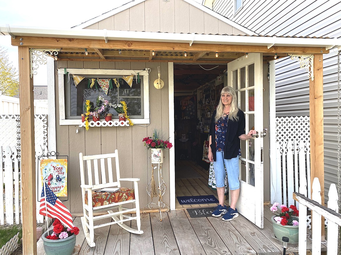 Rebecca Martin's 'She Shed' was renovated by her husband Jerry last year, featuring a small deck, the structure is home to Martin's craft goods which she sells to local retail stores and sometimes out of the shed. (MADISON HARDY/Press)