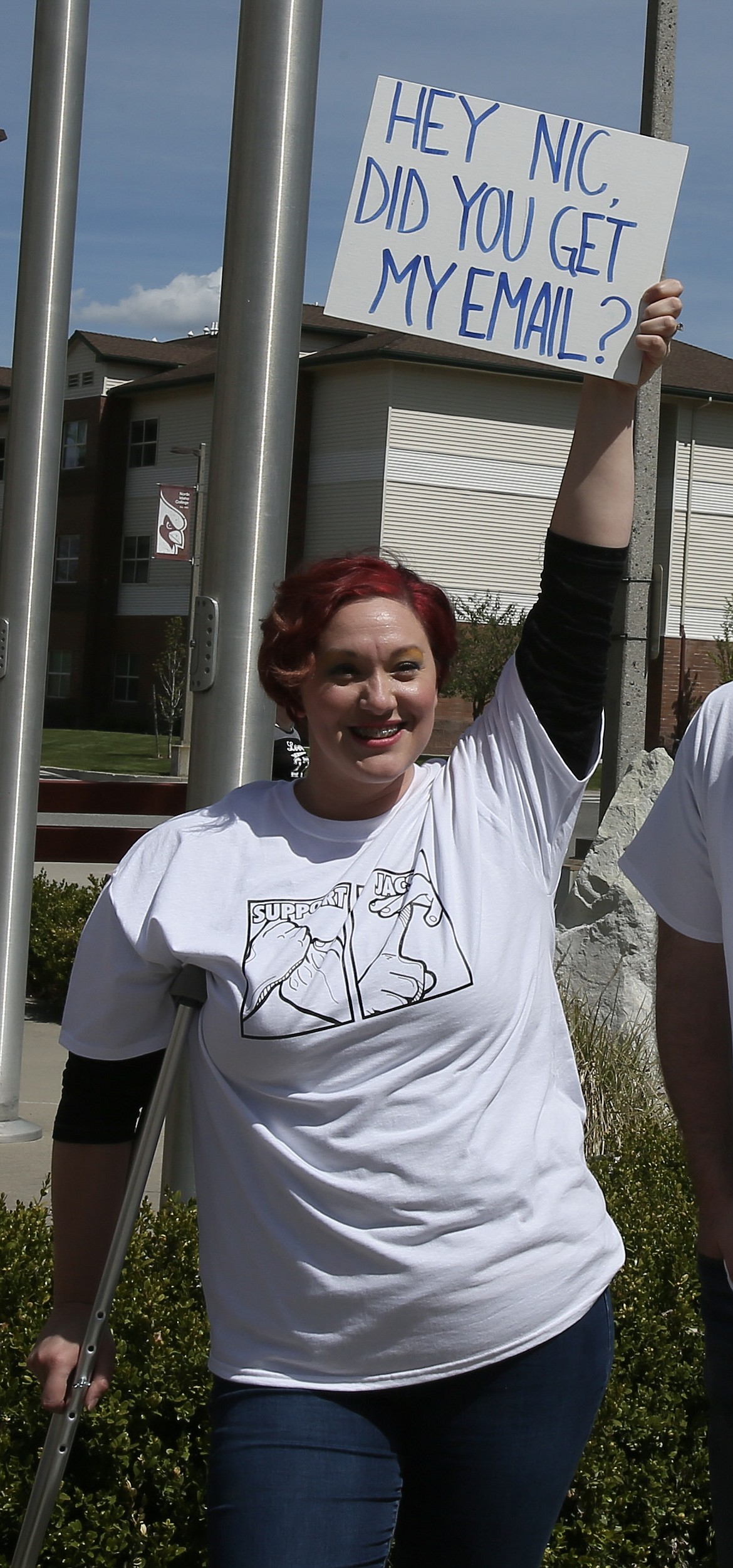 Nina Ford, a student at North Idaho College, joined Wednesday's protest in support of the teacher she said is irreplaceable. "There is nobody that matches Jacalyn Marosi’s passion, purpose, ideals, values, teaching styles," Ford said. "She was my whole reason for being here at this school."