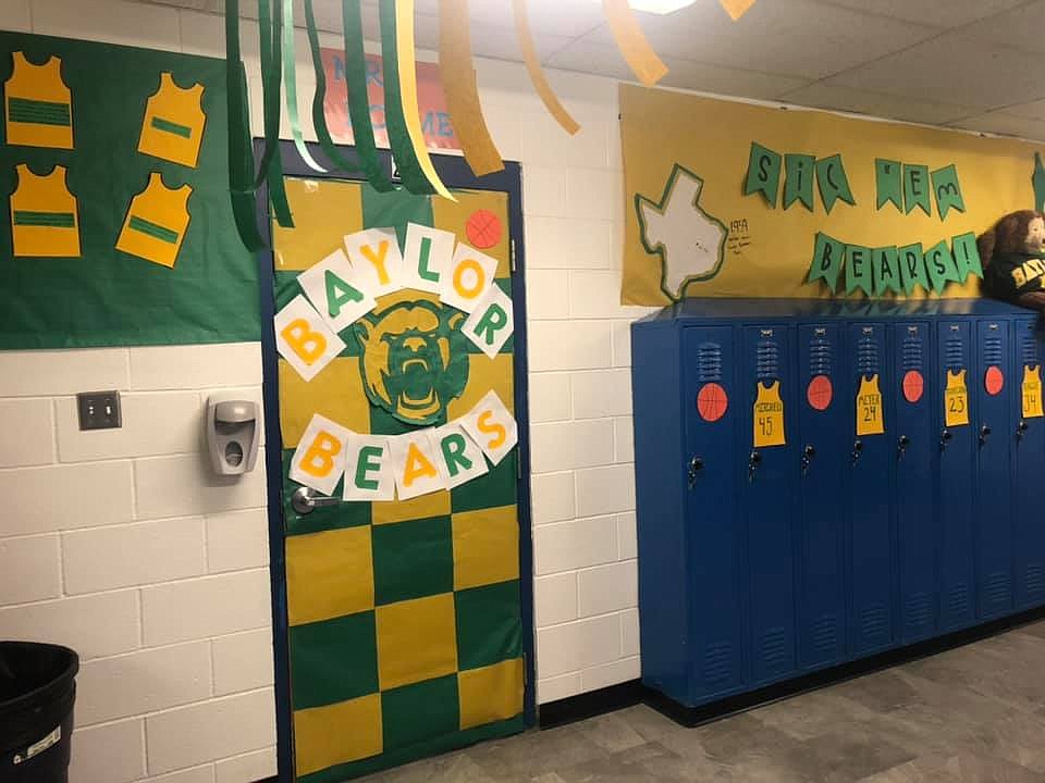 (Photo courtesy of BCMS Leadership)
Students during the March Madness door decoration competition.