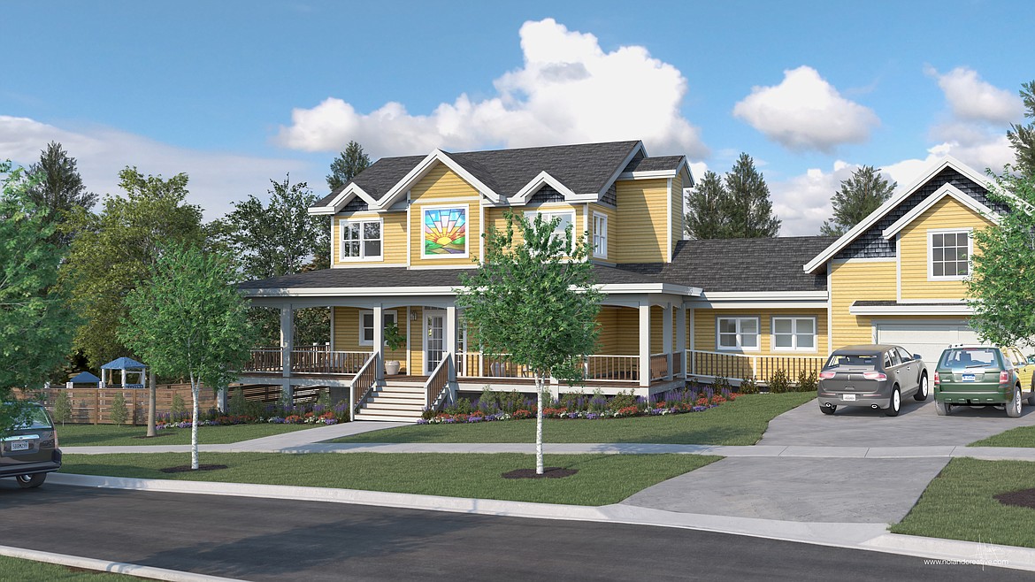 The exterior of the Sunshine Factory is pictured in a rendering. The home will be open from 9a.m.-9 p.m. for families with children at Montana Children’s. Construction is expected to be complete in the spring of 2022. (Courtesy of Lori Williamson)