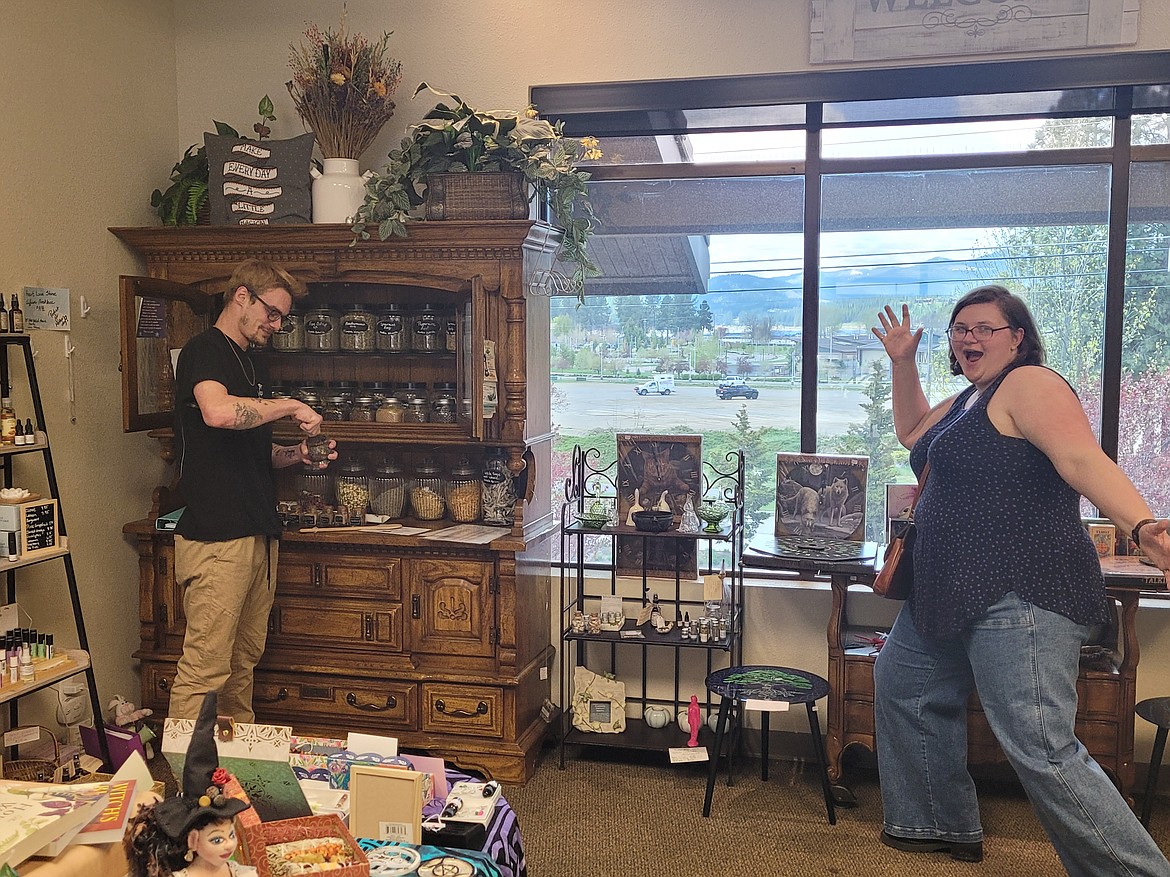 Courtesy photo
Warren Foor poses with customer (and mom) May Hagan at The Good Witch Apothecary, in Suite 211 of Harbor Plaza at 610 W. Hubbard Ave. (off Northwest Boulevard).