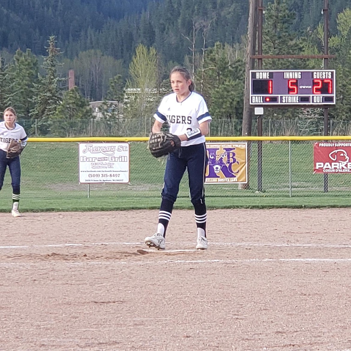Photo courtesy JENNY WHALEY
Timberlake High freshman Casey Whaley, who was recipient of a kidney transplant from her mother in November, pitched a scoreless inning with three strikeouts against Kellogg last Tuesday in her first outing with the Tigers' varsity softball team.