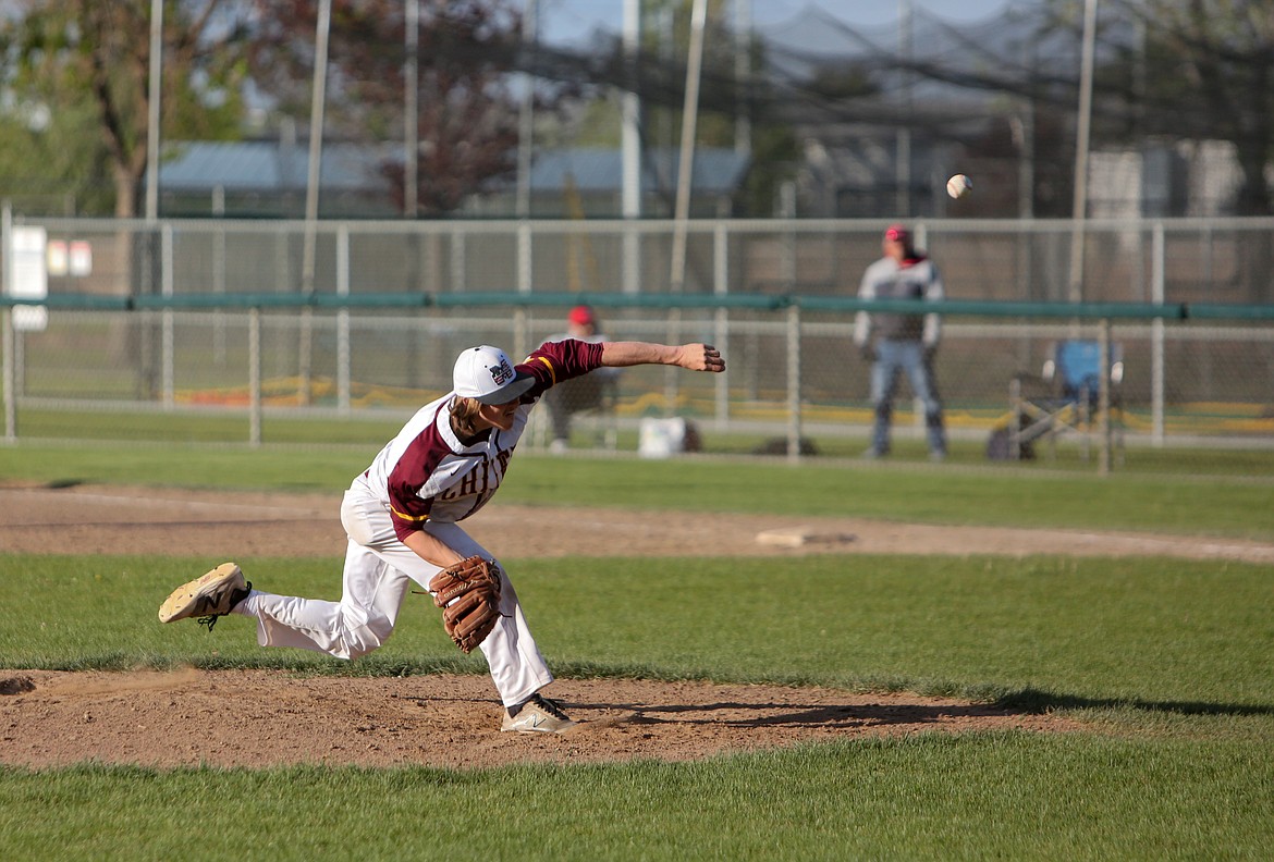 Moses Lake High School's Merit Jansen throws a pitch late in the first game of the Friday doubleheader against Eastmont at Larsen Playfield in Moses Lake.