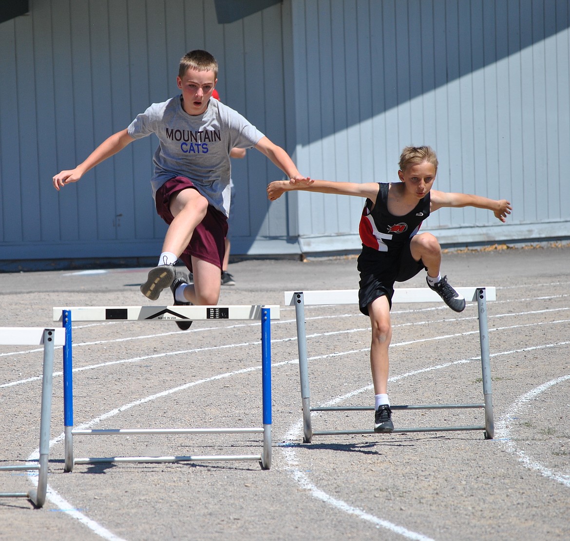 Clark Fork's Logan Merrill flies high over a hurdle on May 6 during the Junior High Track Meet in Superior. (Amy Quinlivan/Mineral Independent)