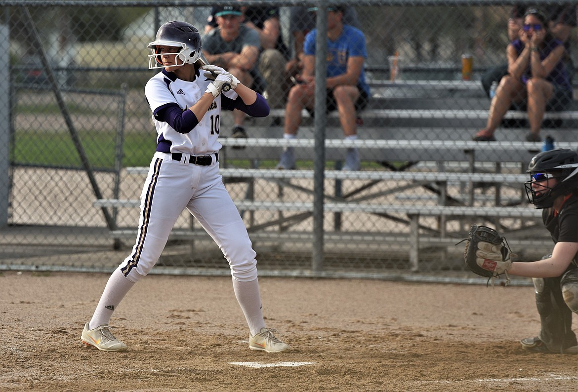 McKenna Hanson prepares for a pitch against Flathead. (Scot Heisel/Lake County Leader)