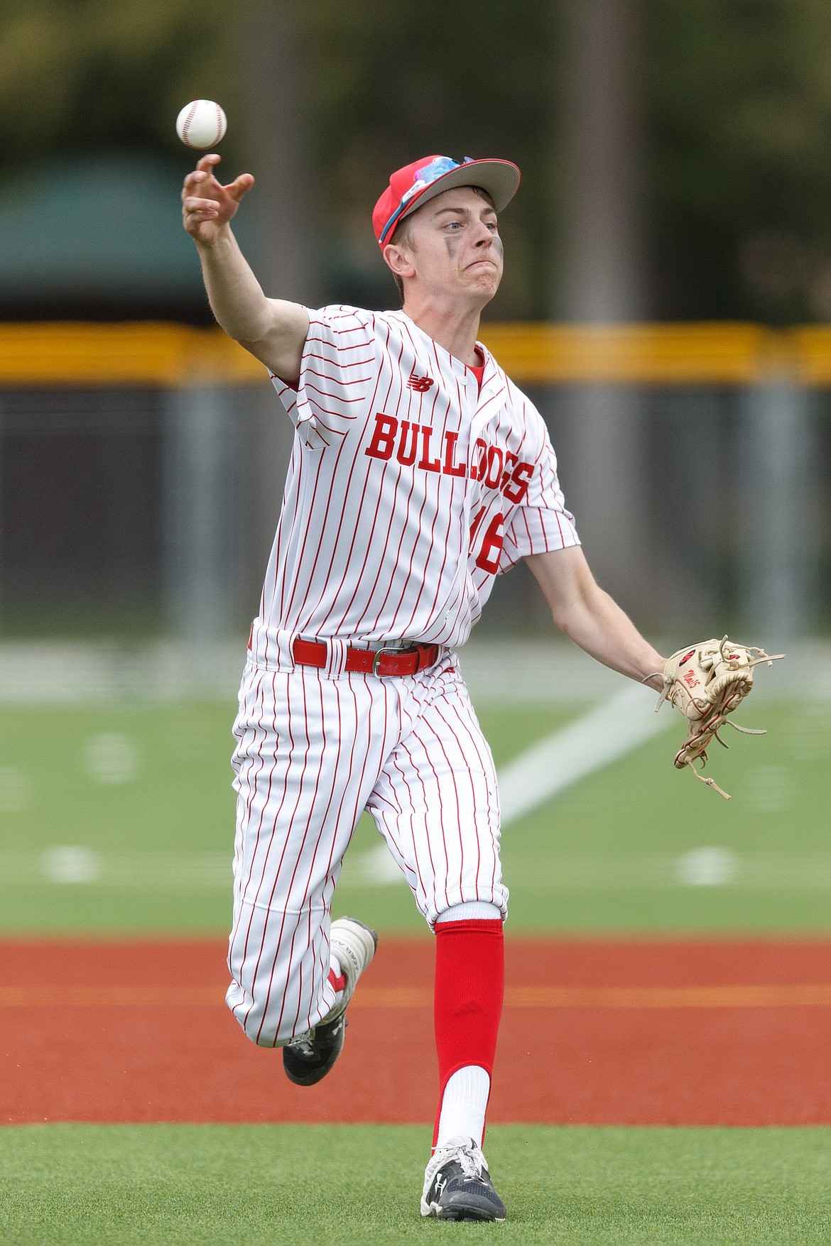 Kody MacDonald makes a throw to first on Wednesday.