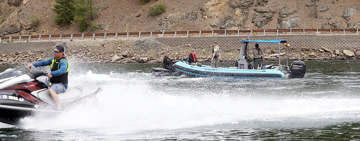 A Jet Ski operator with the Kootenai County Sheriff's Office takes part in the training on Lake Coeur d'Alene on Wednesday.