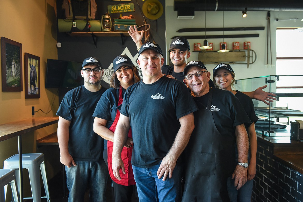 From left, Matthew Martinez, Maria Ledwidge, Joseph Ledwidge, Jonathan Ledwidge, Patrick Ledwidge and Taylor Ormonde at Ranger Joe's Pizza in Kalispell on Wednesday, May 12. (Casey Kreider/Daily Inter Lake)