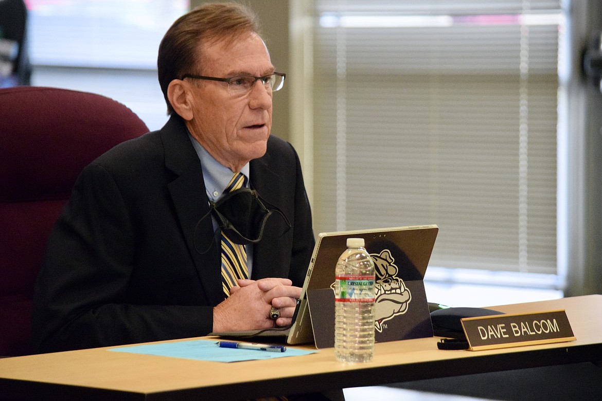 Dave Balcom, director of student services for the Moses Lake School District, at a school board meeting.