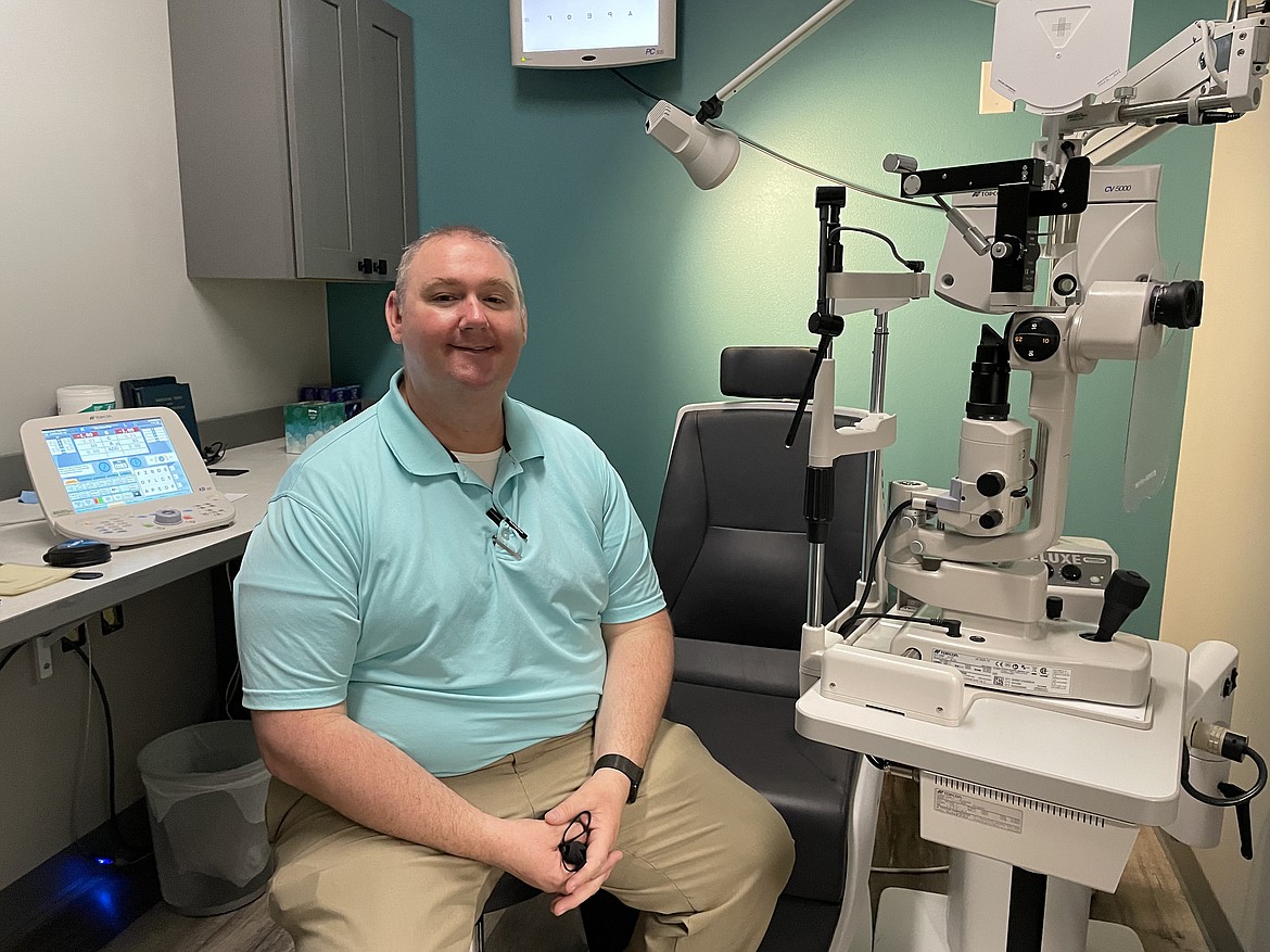 Richard Harrison, optometrist and owner of Valley Eye and Vision Clinic in Moses Lake, in one of his exam rooms at their new location at 845 E. Third Ave., Ste. 11.