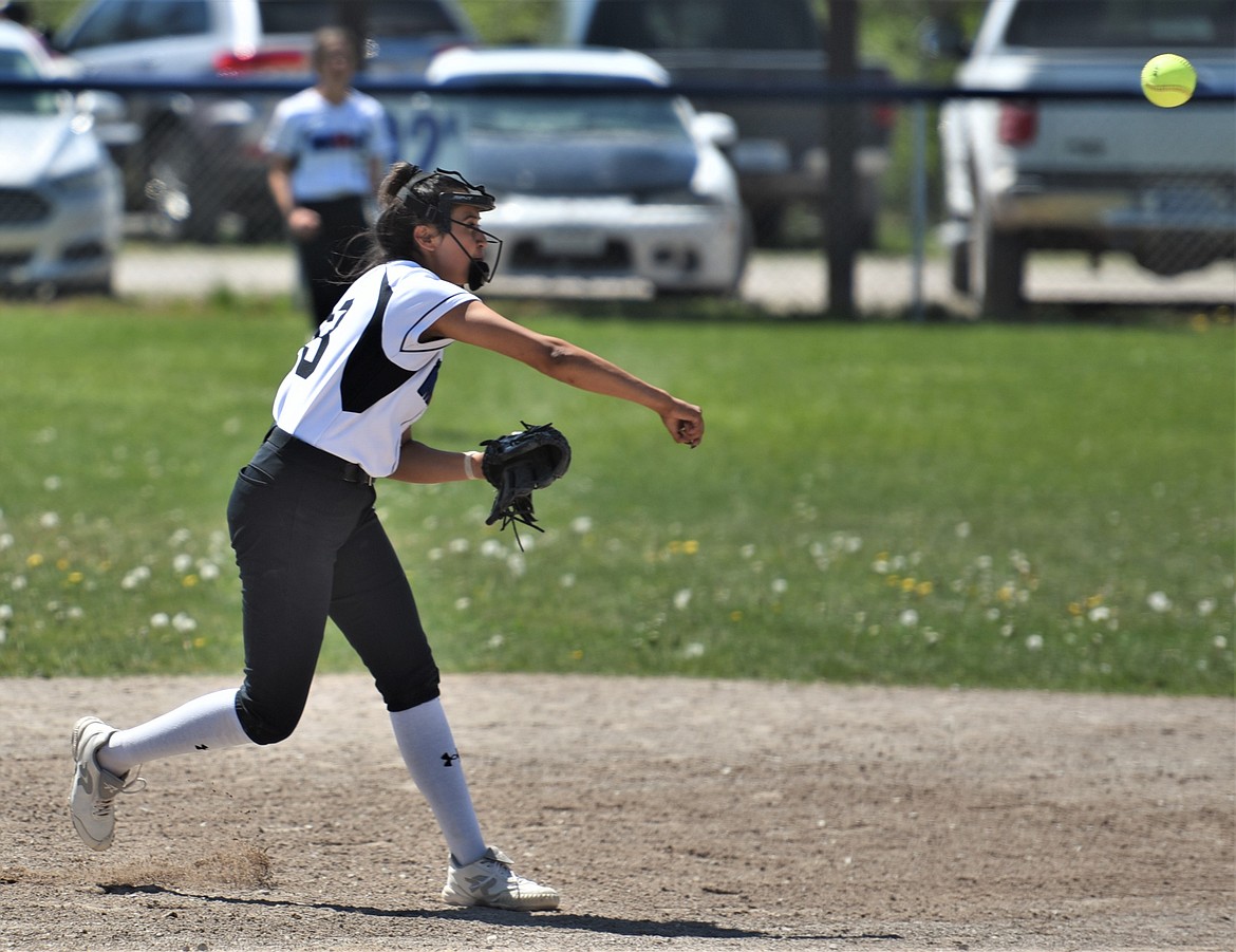 Shortstop Kooper Page fires a throw to first base against Plains. (Scot Heisel/Lake County Leader)