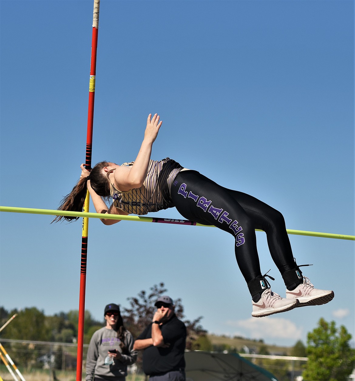 Taleah Hernandez of Polson competes in the pole vault Saturday at the A-B-C meet.(Scot Heisel/Lake County Leader)