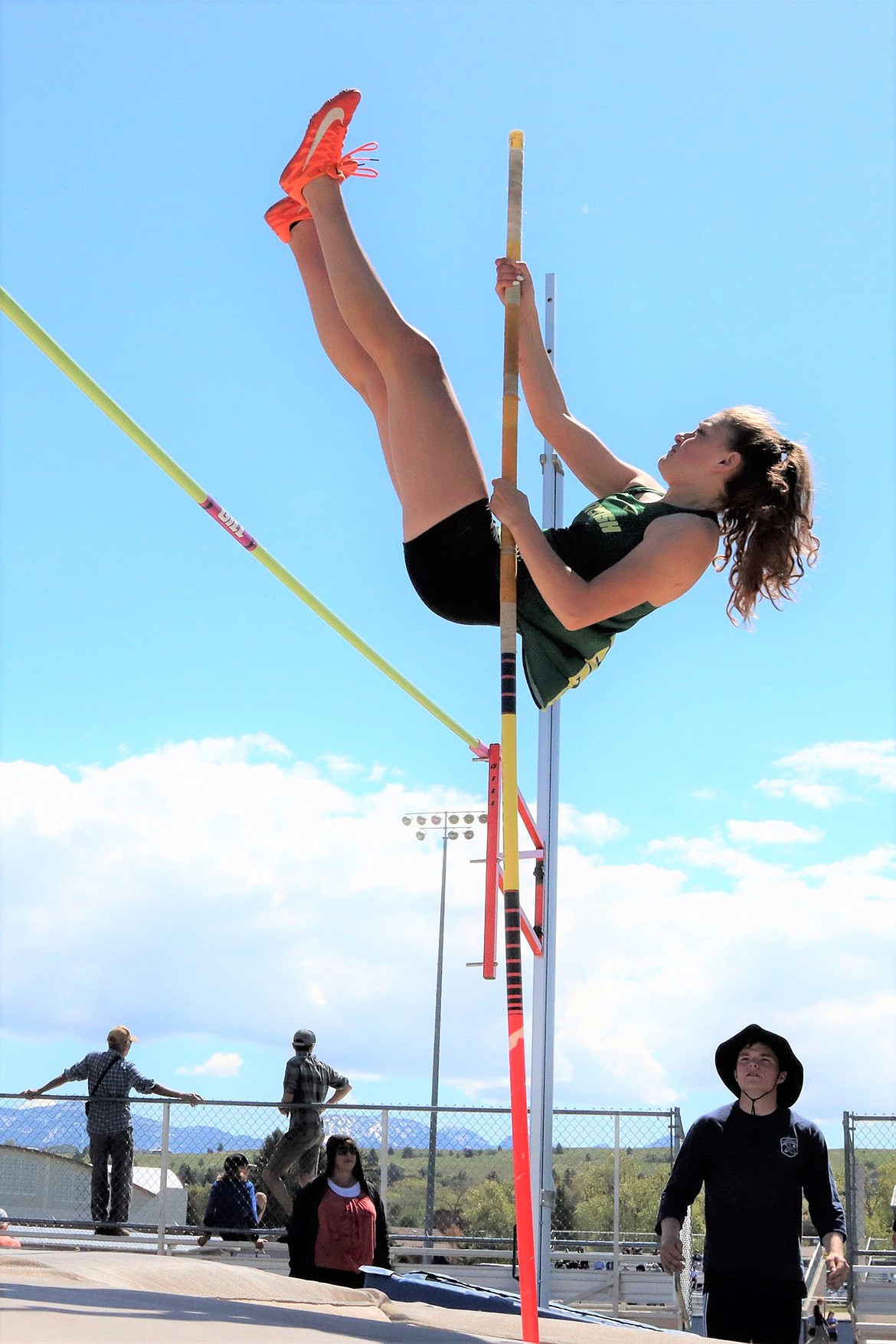 Taylor Gentry competes in the pole vault Saturday at Polson. (Greg Nelson photo)