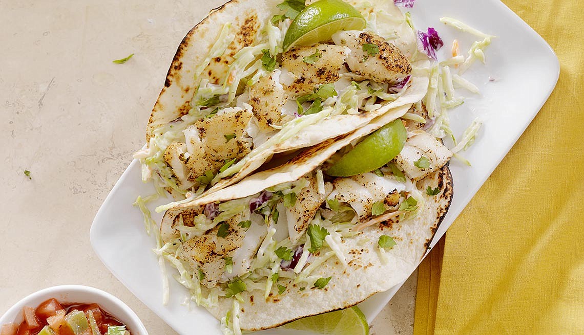 Street tacos are a popular way to eat bass and walleye.