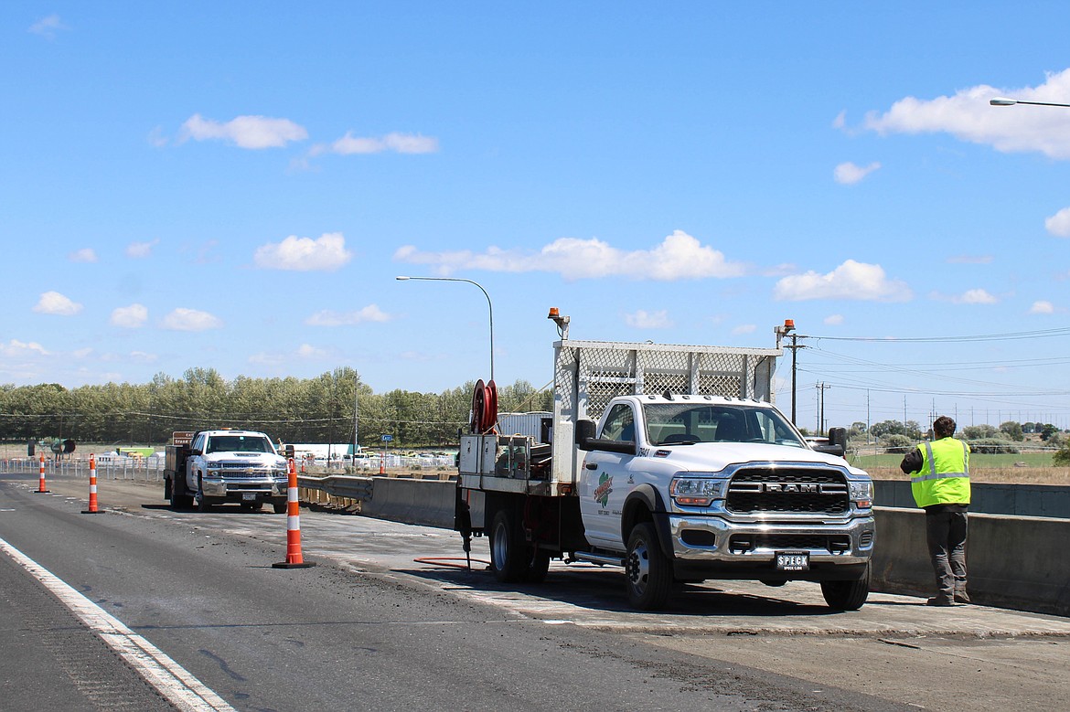 Shamrock Paving, Inc. working to prolong Interstate-90 east of George on Tuesday.