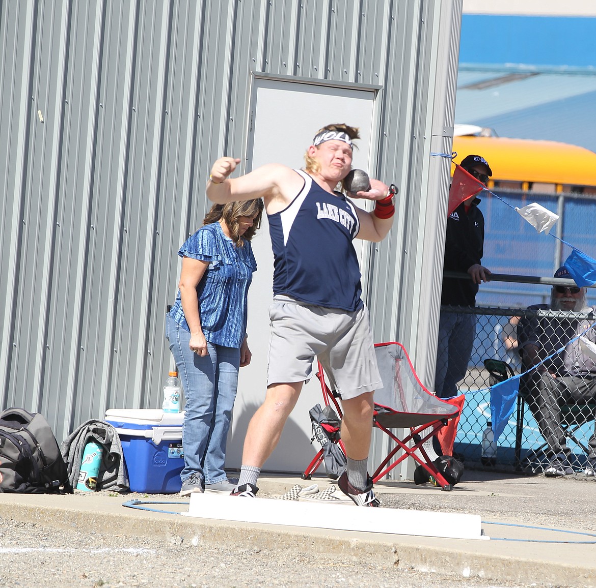 JASON ELLIOTT/Press
Lake City High senior Logan Parson makes an attempt in the shot put during the 5A Region 1 meet at Coeur d'Alene High on May 13.