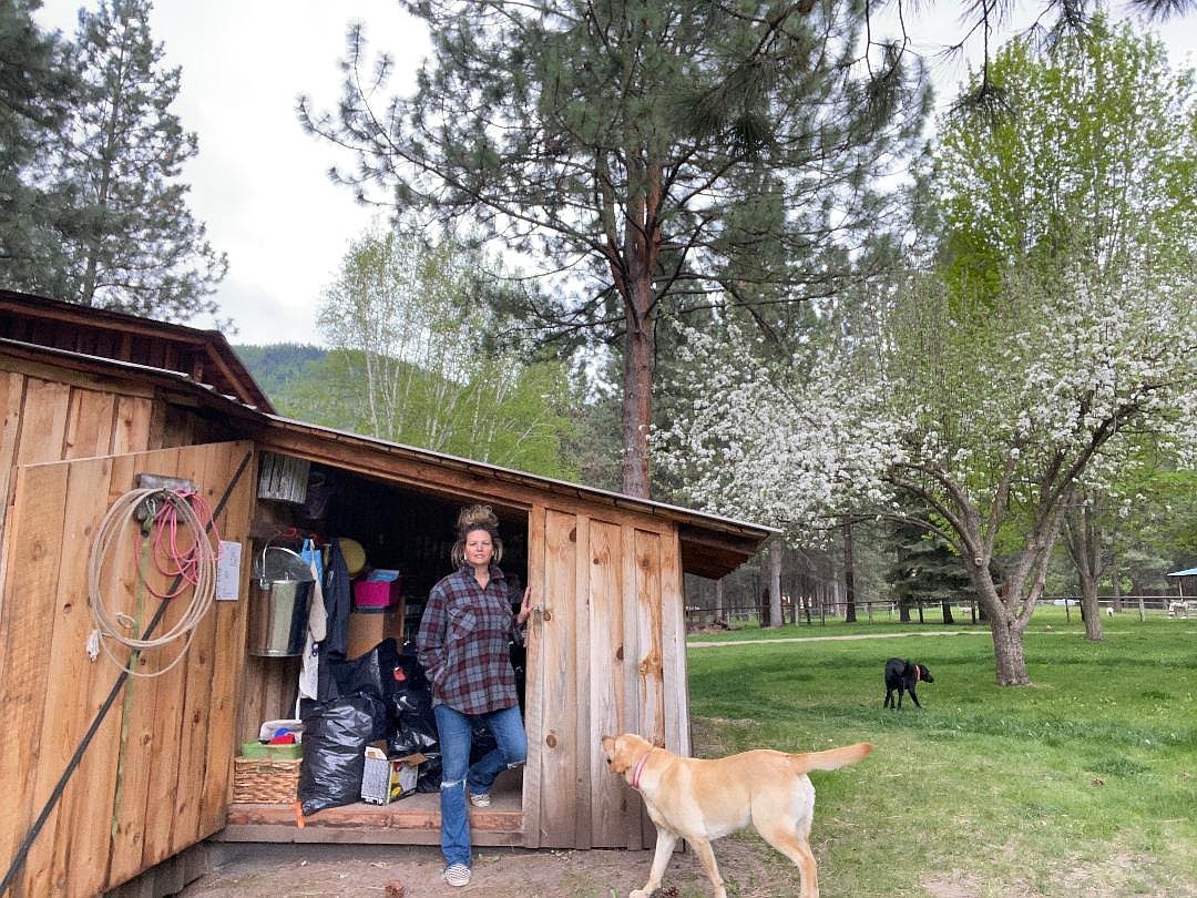 For now Betsi Wood Baker is stockpiling clothing and donations in her barn until drop-off sites are created in the near future. This July will be the very first clothing market for the Alberton Clothing Company. (Photo courtesy Betsi Wood Baker)