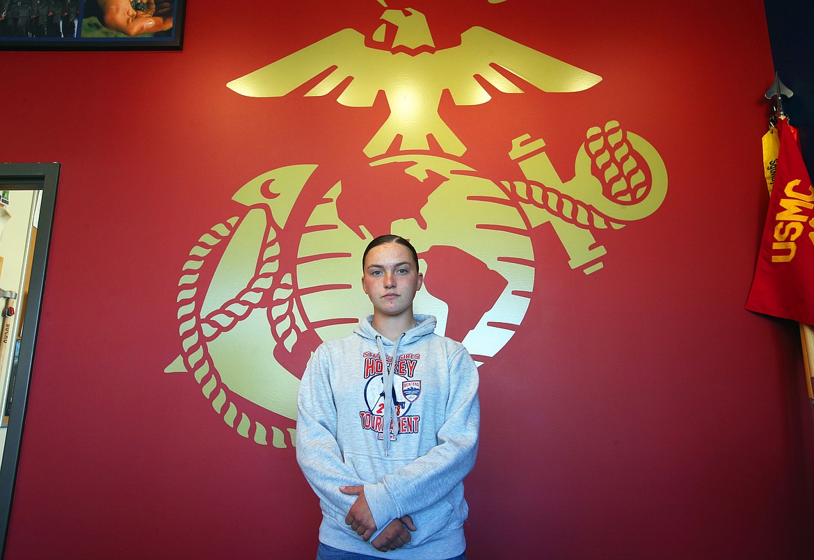Lydia Eitel of Athol recently graduated from the Marine Corps' boot camp as part of the first gender-integrated company to be trained in San Diego.